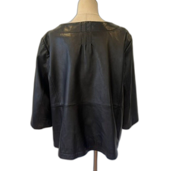 Semantiks Black Leather Jacket Button Front Plus Size 1X Pockets - Picture 3 of 11